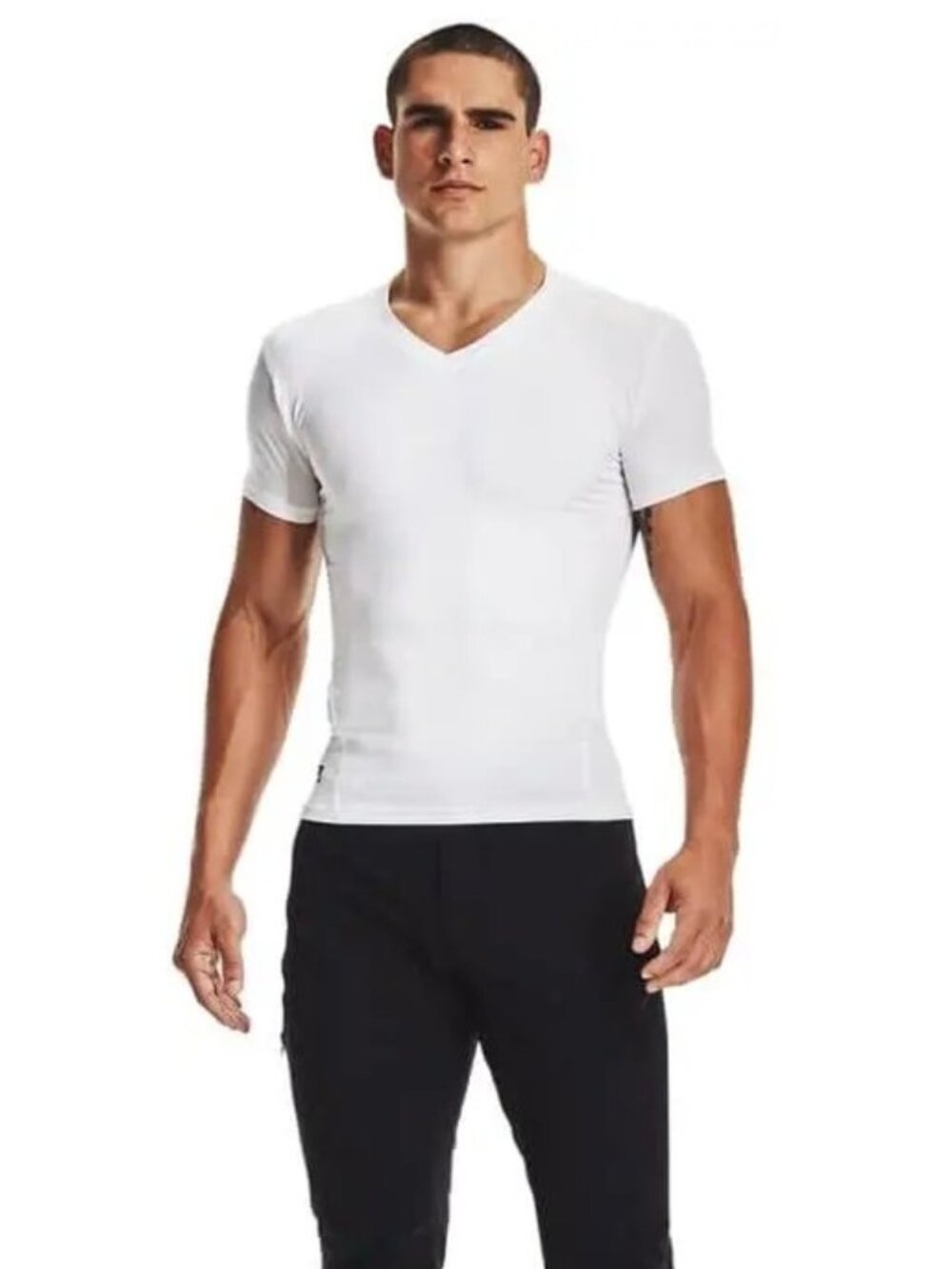 Under Armour White Men’s V-Neck Performance Tee Heat Gear